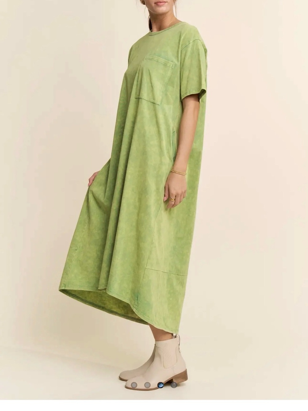 Midi Shift Dress Women Green